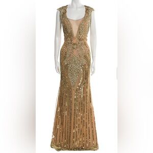 Portia and Scarlett Gold Embellished Gown PS23746C